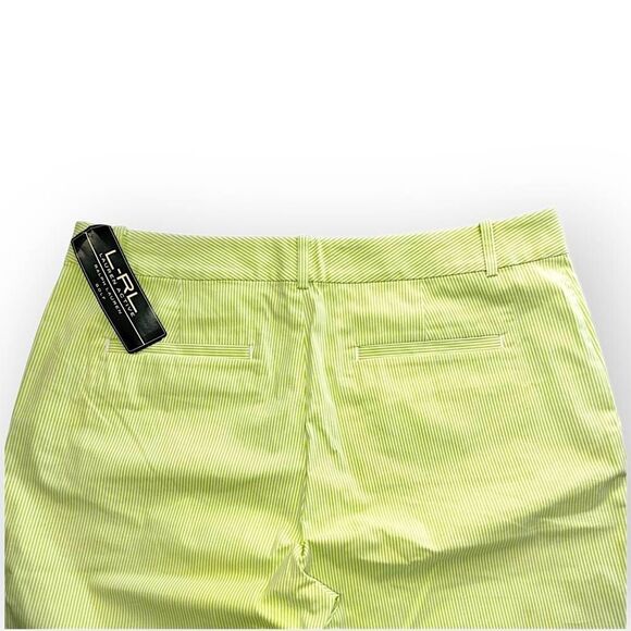 LRL Lauren Womens Shorts Sz 10 Golf Walking Green Stripped Active Bermuda - Picture 5 of 8